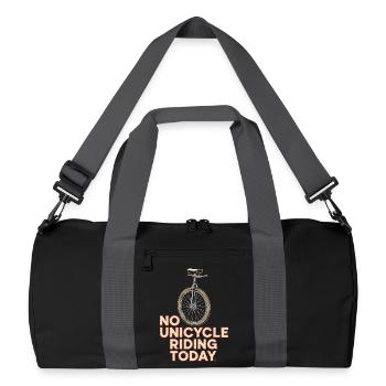 No Unicycle Riding Today Unicycle Saying Humor - Recycled Duffel Bag - black/graphite grey - Front