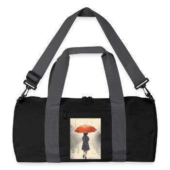 Mädchen Unter Regenschirm Bei Intensivem Regen - Recycelte Duffel Bag - Schwarz/Graphitgrau - Vorne