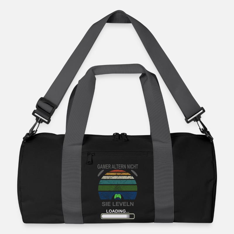 Gamer Leveln Loading Retro Sonnenburst Recycelte Duffel Bag