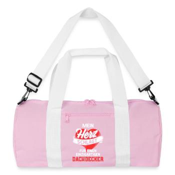 Mein Herz schlägt fürs einen Dachdecker / Spruch - Recycelte Duffel Bag - Rosa/Weiß - Vorne