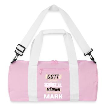 Marquez le plus bel homme de Dieu en forme de design - Sac de sport recyclé - rose/blanc - Devant