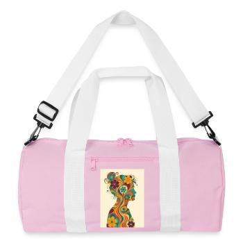 Floral Woman Silhouette in 70s Style - Recycled Duffel Bag - pink/white - Front