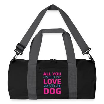 Tout ce dont tu as besoin, c’est d’amour et de chien - Sac de sport recyclé - noir/gris graphite - Devant