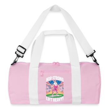 Hop Strong. Levez Lourd - Sac de sport recyclé - rose/blanc - Devant