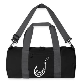 Bite Me Hook Illustration - Recycelte Duffel Bag - Schwarz/Graphitgrau - Vorne