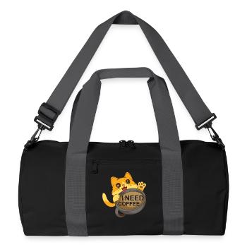 Cat needs coffee - Recycled Duffel Bag - black/graphite grey - Front