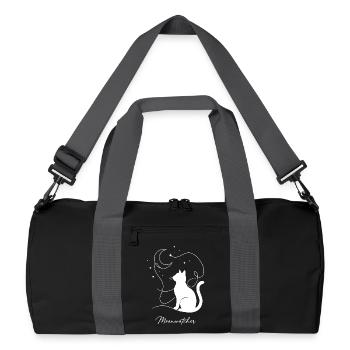 Mondbeobachter-Katze zwischen Mond und Sternen Weiß - Recycelte Duffel Bag - Schwarz/Graphitgrau - Vorne