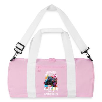 Gamer gaming enthusiast video games console funny - Recycled Duffel Bag - pink/white - Front