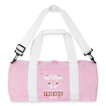Humor Tattoo Artist Tattooed Not Friends - Recycled Duffel Bag - pink/white - Front