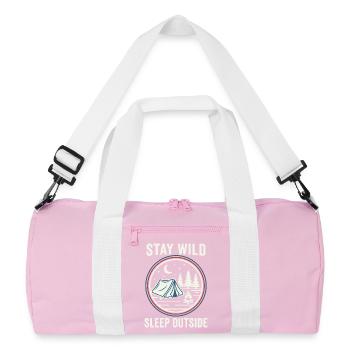 Stay Wild Schlaf Draußen - Recycelte Duffel Bag - Rosa/Weiß - Vorne
