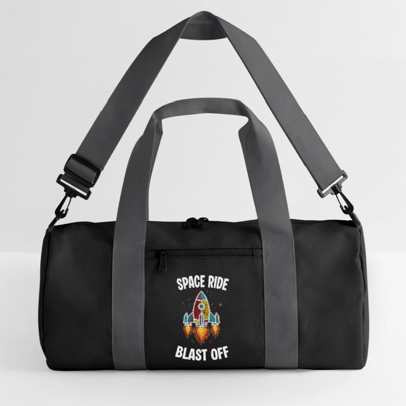 Space Rocket Retro Scribble Blast Off Recycled Duffel Bag