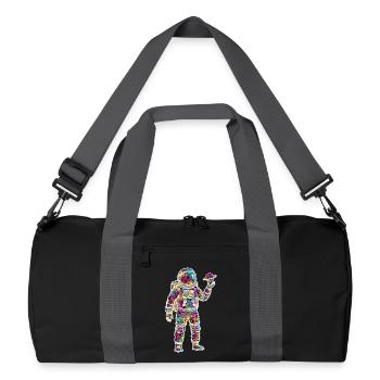 Weltraumastronaut kritzelt Planet kritzelt - Recycelte Duffel Bag - Schwarz/Graphitgrau - Vorne