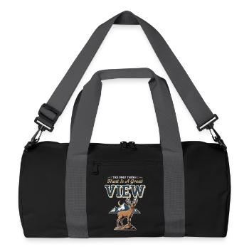 Camping Nature Humour Only Hunt Great View Deer - Recycled Duffel Bag - black/graphite grey - Front