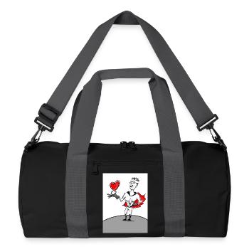 Herzheld: Superheld mit Herz - Recycelte Duffel Bag - Schwarz/Graphitgrau - Vorne