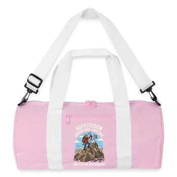 Bergsteiger gegen Abstieg Bier Danach - Recycelte Duffel Bag - Rosa/Weiß - Vorne