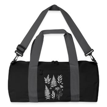 Botanische Silhouetten in Weiß - Recycelte Duffel Bag - Schwarz/Graphitgrau - Vorne