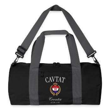 Cavtat Kroatien Wappen Krone – Reise Souvenir - Recycelte Duffel Bag - Schwarz/Graphitgrau - Vorne