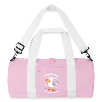 Möwe Seevogel Ich erledige das aber ich gucke böse - Recycelte Duffel Bag - Rosa/Weiß - Vorne