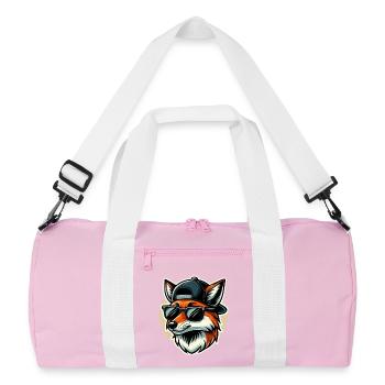 Renard avec lunettes de soleil et casquette - Sac de sport recyclé - rose/blanc - Devant