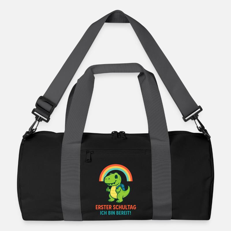 Erster Schultag | Dino mit Ranzen & Regenbogen Recycelte Duffel Bag