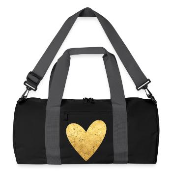 Herz gold Symbol Liebe Geschenkidee - Recycelte Duffel Bag - Schwarz/Graphitgrau - Vorne