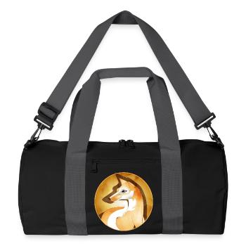 Von Hand gezeichneter schöner Fuchs im Rahmen - Recycelte Duffel Bag - Schwarz/Graphitgrau - Vorne