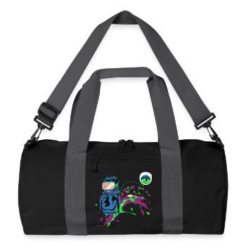 Neon Astronaut Party Design Spraykunst Blickfänger - Recycelte Duffel Bag - Schwarz/Graphitgrau - Vorne