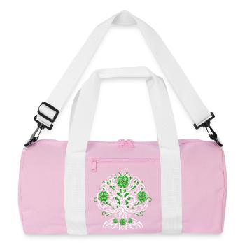 St Patrick's Day Tree of Life with Shamrocks - Recycled Duffel Bag - pink/white - Front