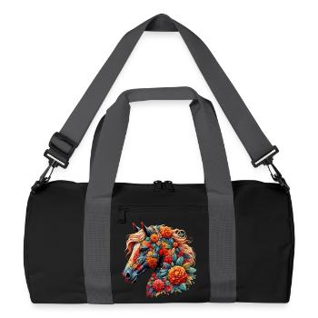 Horse decorated with flowers - Recycled Duffel Bag - black/graphite grey - Front