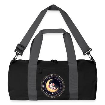 souris endormie paisiblement, sur un croissant de lune - Sac de sport recyclé - noir/gris graphite - Devant