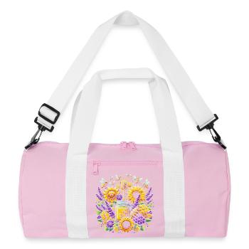 Vibrant, colorful artwork with bees honey - Recycled Duffel Bag - pink/white - Front