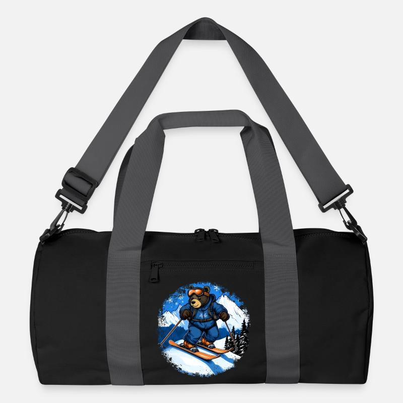 Bären Skifahrer / Ski Bär - Recycelte Duffel Bag - Schwarz/Graphitgrau