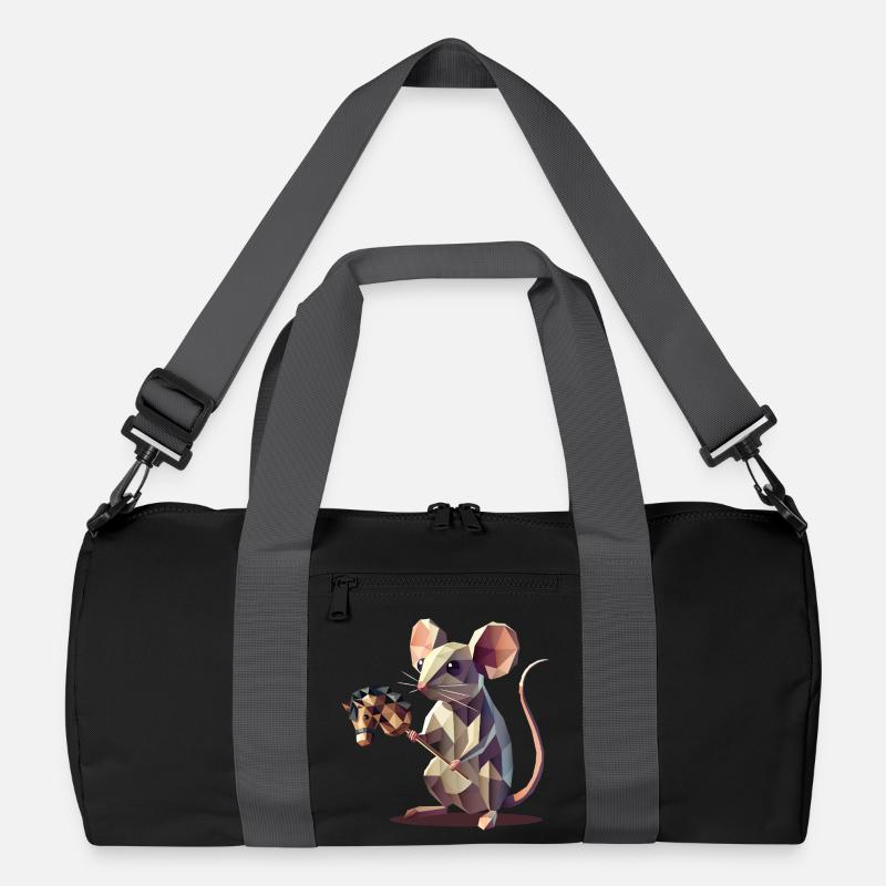Niedliche Maus mit Steckenpferd im Polygon-Stil Recycelte Duffel Bag
