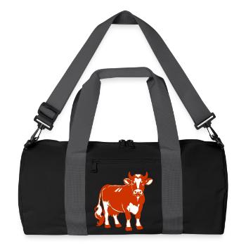 Rotbraunes Milchkuh Design – Land & Bauernhof - Recycelte Duffel Bag - Schwarz/Graphitgrau - Vorne