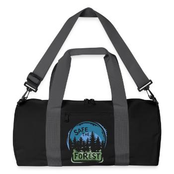 Sauvons la forêt – Conception durable de la nature - Sac de sport recyclé - noir/gris graphite - Devant