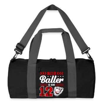Boys' 12th Birthday - Baselball - Recycled Duffel Bag - black/graphite grey - Front