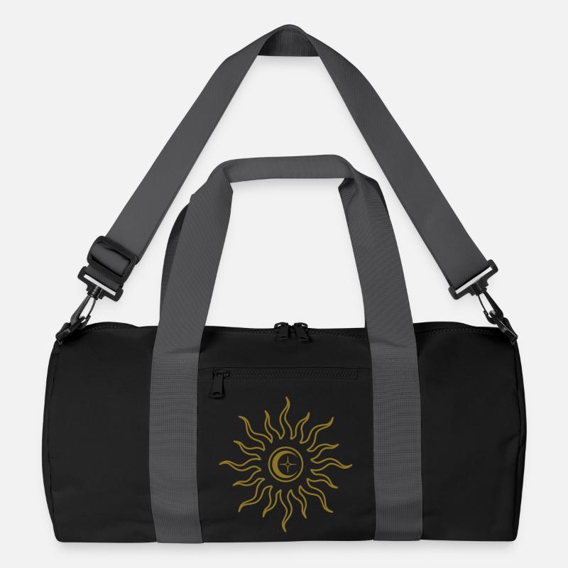 Himmlische Mystik, Sonne und Mond 2 - Recycelte Duffel Bag - Schwarz/Graphitgrau