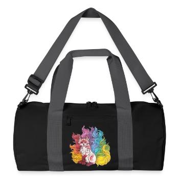 Regenbogen Kitsune mythischer Fuchs Geschenk Manga - Recycelte Duffel Bag - Schwarz/Graphitgrau - Vorne