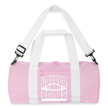 Louder Than Bombs Bold Typography - Recycled Duffel Bag - pink/white - Front