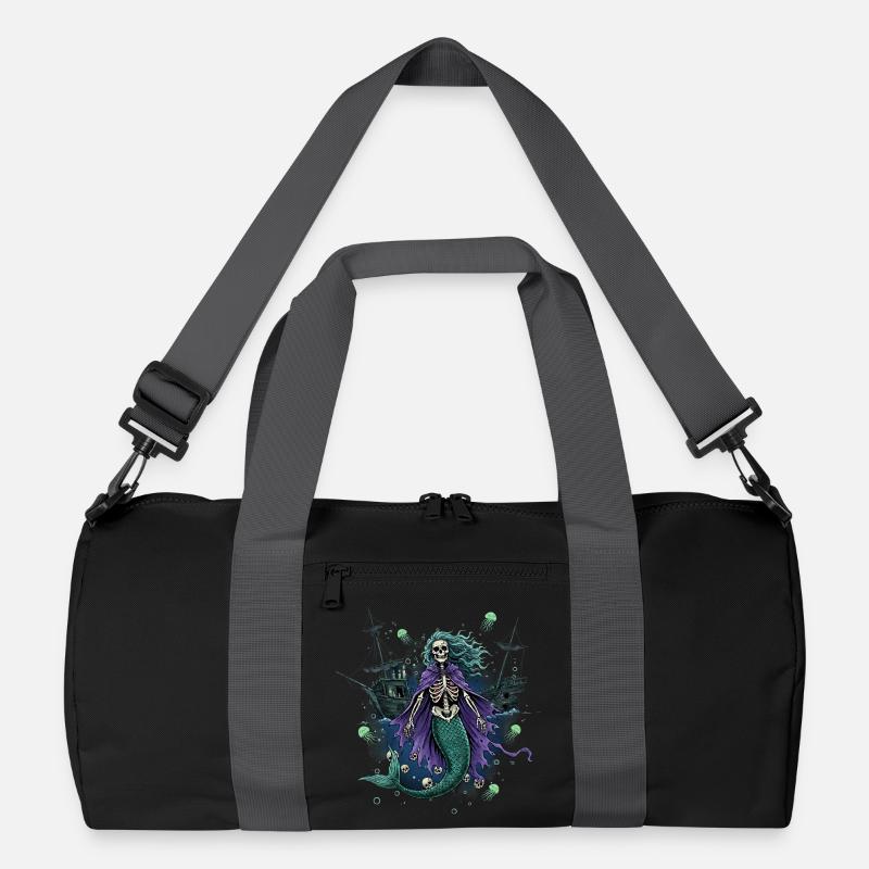 Skeleton Mermaid with Ghost Ship Recycled Duffel Bag