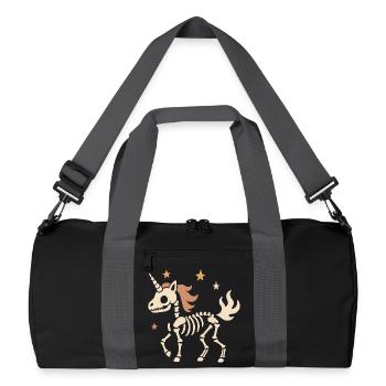 Skelett Unicorn Sternenreigen - Recycelte Duffel Bag - Schwarz/Graphitgrau - Vorne