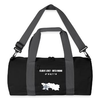 Jersey Inselkarte Koordinaten Kompass - Recycelte Duffel Bag - Schwarz/Graphitgrau - Vorne