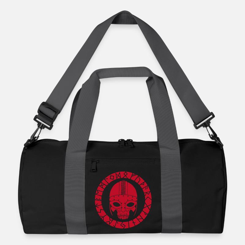 Red Skull und Wikinger Runen Recycelte Duffel Bag