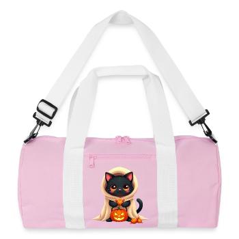 Chat d’Halloween avec citrouille d’Halloween - Sac de sport recyclé - rose/blanc - Devant