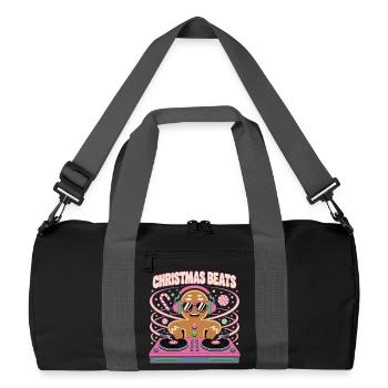 Weihnachtsbeats DJ Gingerbread - Recycelte Duffel Bag - Schwarz/Graphitgrau - Vorne