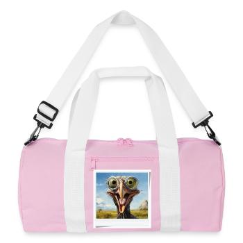 Eccentric Bird with Spectacle Lenses - Recycled Duffel Bag - pink/white - Front