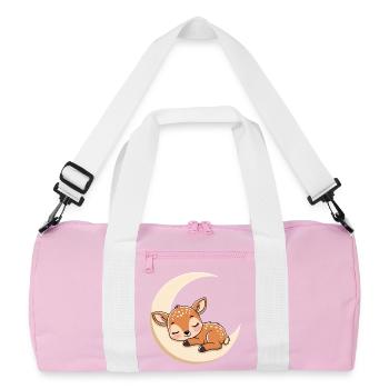 Moon Rest Fawn Sleeping - Recycled Duffel Bag - pink/white - Front