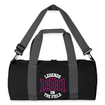 Legends 1981 on the Field - Recycelte Duffel Bag - Schwarz/Graphitgrau - Vorne
