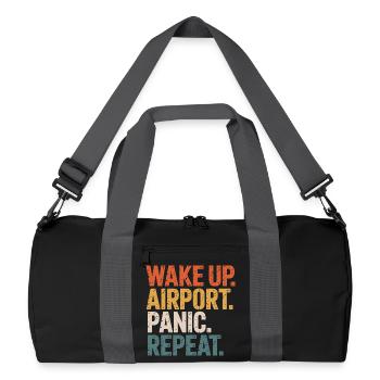Wake Up Airport Panic Repeat Travel - Recycled Duffel Bag - black/graphite grey - Front
