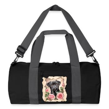 Schwarzer Mops Vintage - Recycelte Duffel Bag - Schwarz/Graphitgrau - Vorne